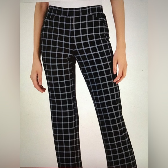 NWT Women’s Plaid Ponté-Knit Boot-Cut Pull-On Pants - Picture 4 of 16